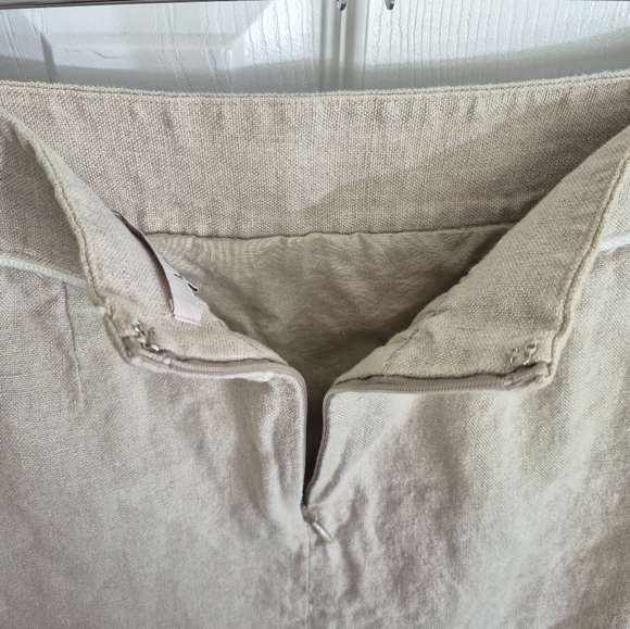 Loft Oatmeal Light Tan Neutral Color Linen Short Skirt Women's‎ 2 - Picture 9 of 12